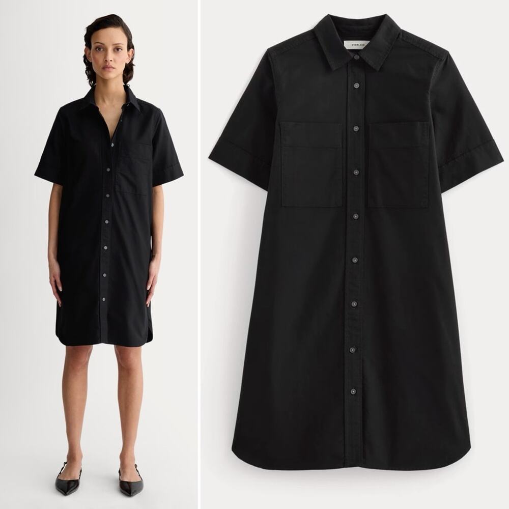 Everlane Black Short-Sleeve Shirt Dress